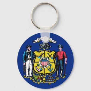 Keychain with Flag of Wisconsin State