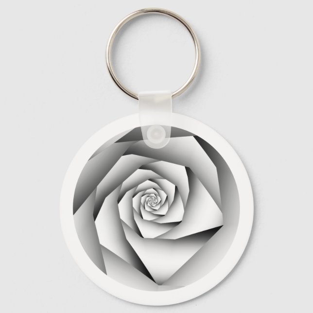 Keychain With Geometric Silver Colour Flower (Front)