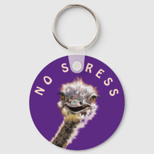 Keychain with Happy Ostrich - No Stress