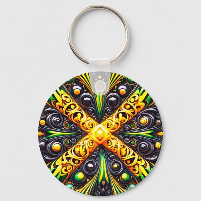 Keychain with Jamaican Colours Design (Front)