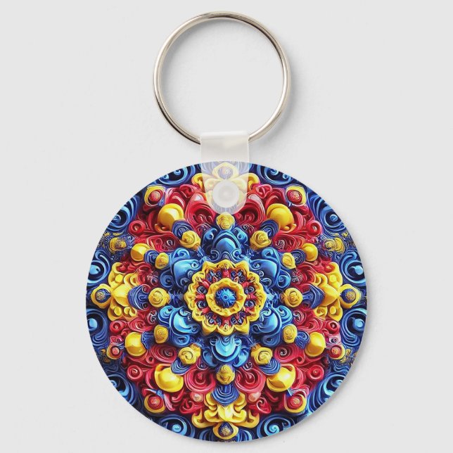 Keychain with Romanian Colours Design (Front)