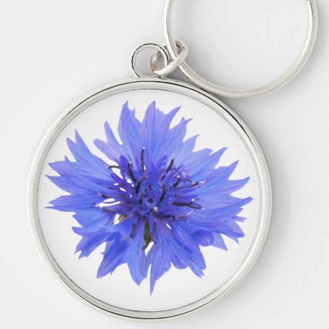 Keychain with single blue cornflower (Front)