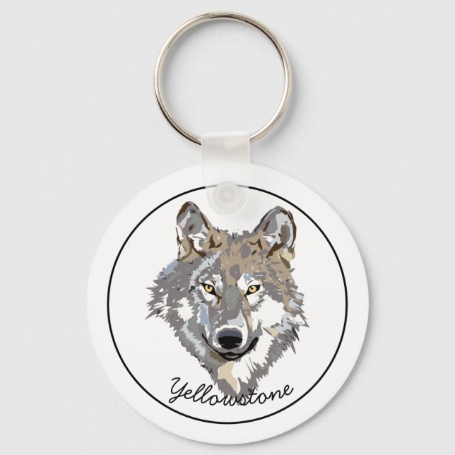 Keychain-Yellowstone Wolf Key Ring (Front)