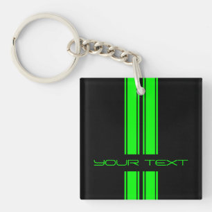 Keychain - Your Text - Black/Lime Duo
