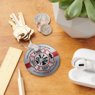 Keychains Firefighter Maltese Cross Personalised
