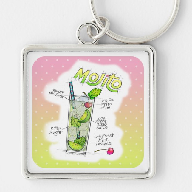 KEYCHAINS - MOJITO RECIPE COCKTAIL ART (Front)