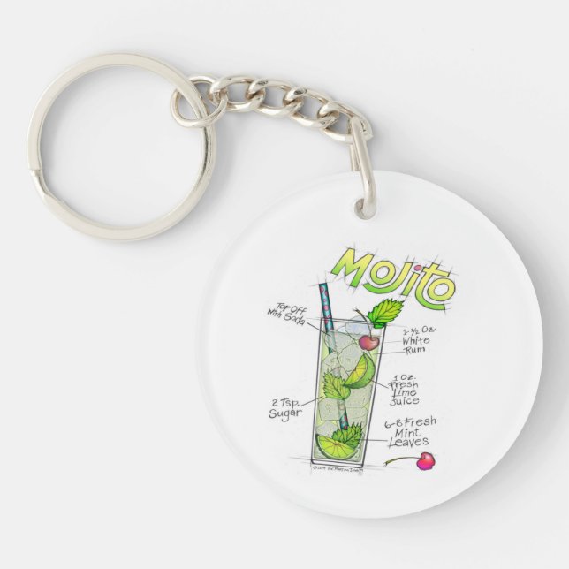 KEYCHAINS - MOJITO RECIPE COCKTAIL ART (Front)