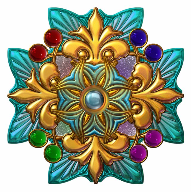 Keychains Photo Sculpture Teal Multi Colour Jewel (Front)