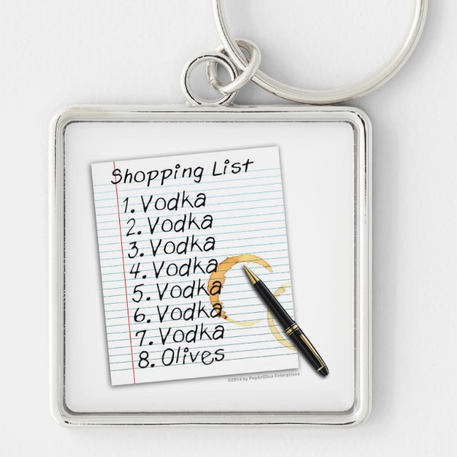 KEYCHAINS, VODKA SHOPPING LIST KEY RING (Front)