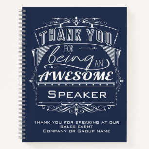 Keynote Speaker Thank You Appreciation Notebook