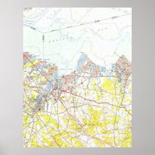 Keyport, Union Beach & Keansburg NJ Map (1954) Poster