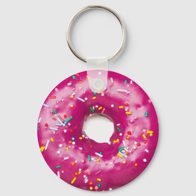 Keyring - Bright Pink Doughnut With Sprinkles (Front)