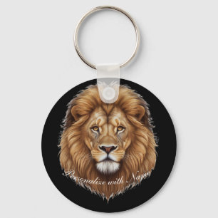 Keyring for Him Wild Majestic Male Lion Add Name