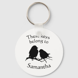 Keys Belong to Custom Name Cute Bird Silhouette Key Ring