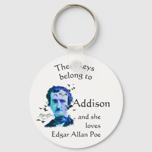 Keys Belong to Custom Name Loves Edgar Allan Poe Key Ring