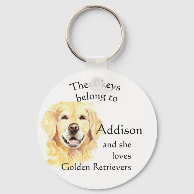 Keys Belong to Custom Name Loves Golden Retriever Key Ring (Front)