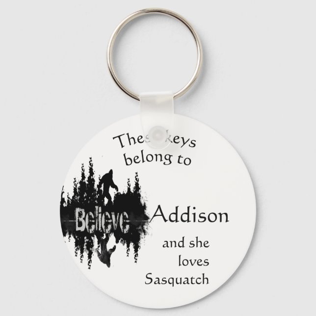 Keys Belong to Custom Name Loves Sasquatch Key Ring (Front)