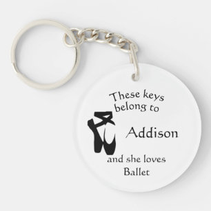 Keys Custom Name Loves Ballet Key Ring