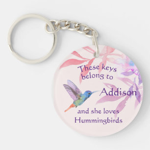 Keys Custom Name Loves Hummingbirds Key Ring