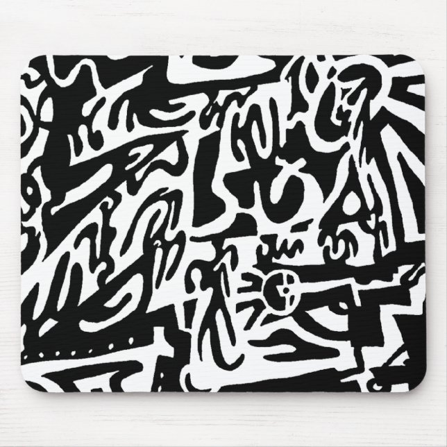 "Keys", digital B&W abstract Mouse Mat (Front)