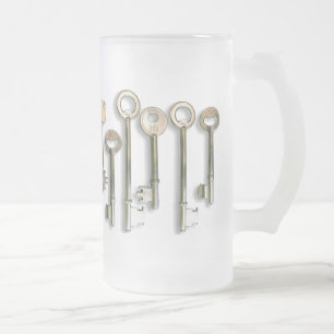 Keys Frosted Glass Beer Mug