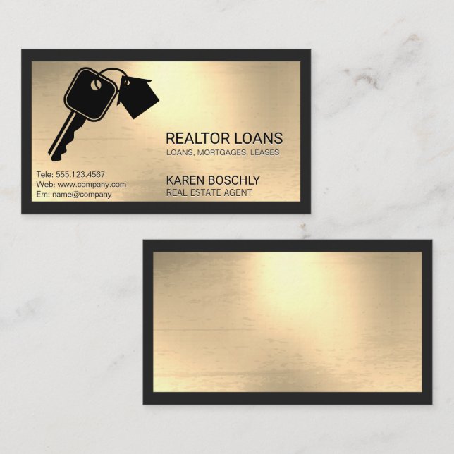 Keys House Logo | Metallic Background  Business Card (Front/Back)