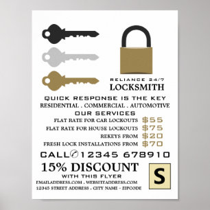 Keys & Padlock, Locksmith Advertising Poster