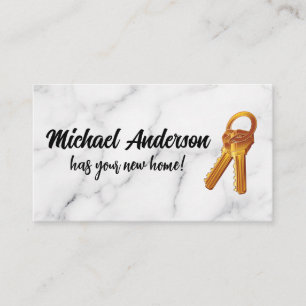 Keys   Real Estate Metallic Logo   Marble Business Card