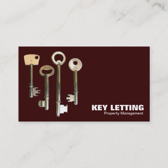 Keys - White on Dark Brown Business Card (Front)