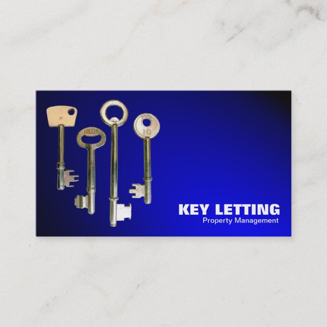 Keys - White on Spotlit Blue Business Card (Front)