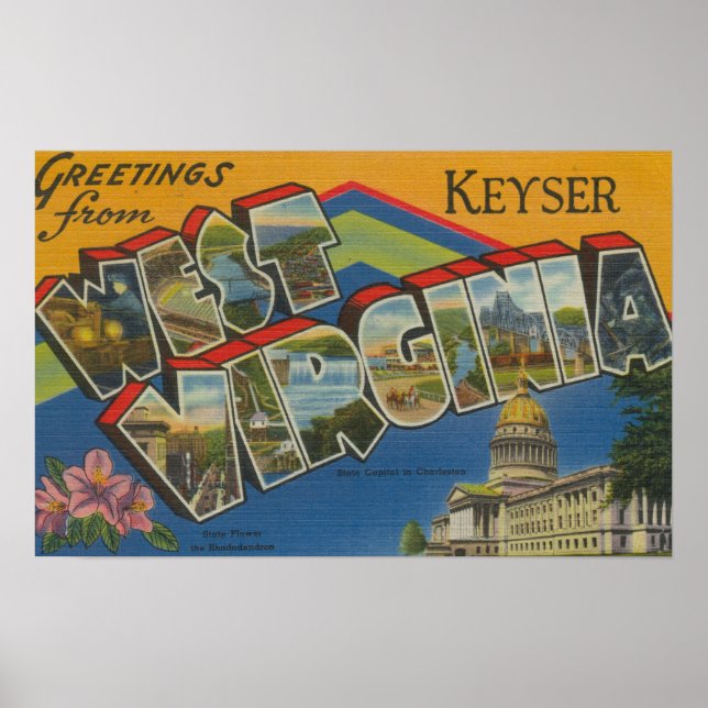 Keyser, West Virginia - Large Letter Scenes Poster (Front)