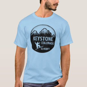 Keystone Colorado blue snowboard art guys tee