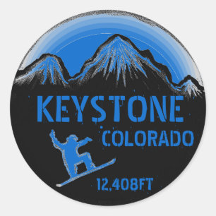 Keystone Colorado blue snowboard art stickers