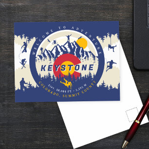 Keystone Colorado Flag Mountain Ski climber Postcard