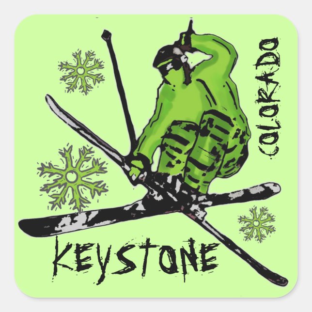 Keystone Colorado green theme ski stickers (Front)