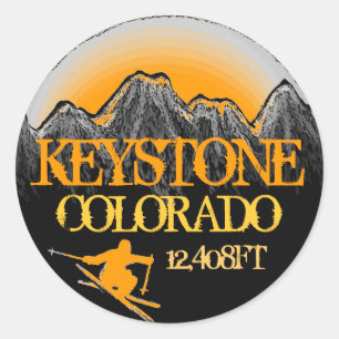 Keystone Colorado orange ski art stickers