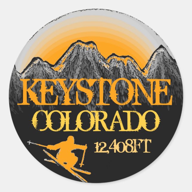 Keystone Colorado orange ski art stickers (Front)