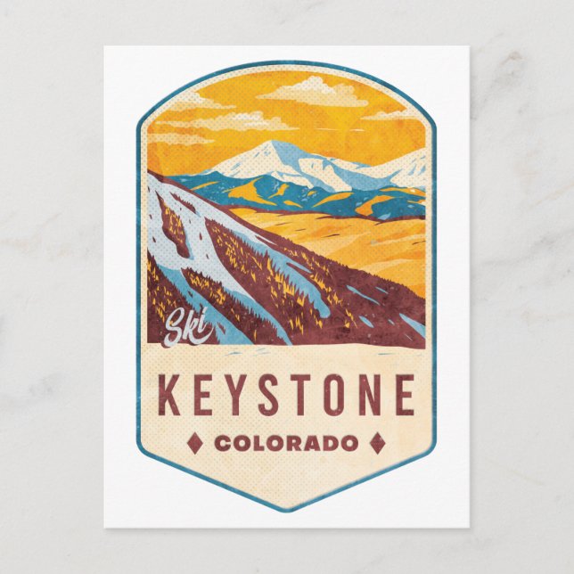 Keystone Colorado Ski Badge Postcard (Front)