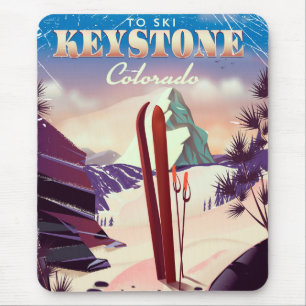 Keystone, Colorado Ski vintage style poster. Mouse Mat