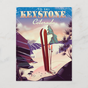 Keystone, Colorado Ski vintage style poster. Postcard