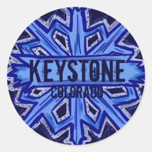 Keystone Colorado snowflake circle stickers