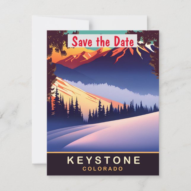 Keystone Colorado Snowy Peak Wedding Invitation (Front)