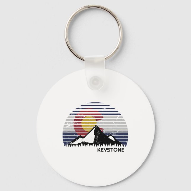 Keystone, Colorado X Co Flag Mountain Top  Key Ring (Front)