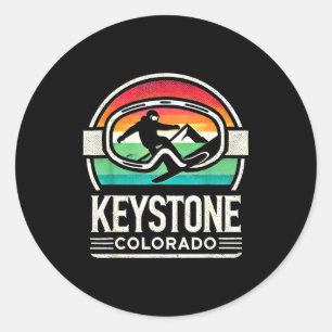 Keystone snowboarding retro colorado mountain classic round sticker