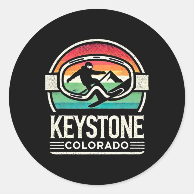 Keystone Snowboarding Retro Colorado Mountain Snow Classic Round Sticker (Front)