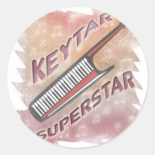 Keytar Superstar Classic Round Sticker (Front)