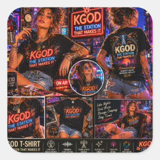 KGOD Radio Late Night Square Sticker