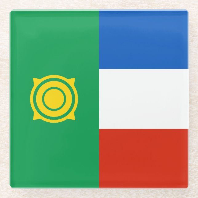 Khakassia Flag Glass Coaster (Front)