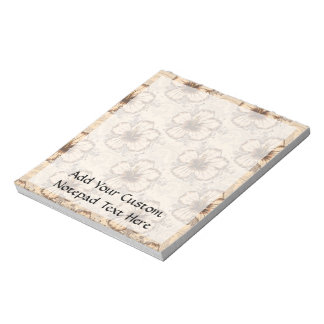 Khaki and Brown Hibiscus Flower Notepad