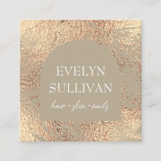 Khaki and gold texture business card (Front)